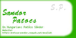 sandor patocs business card